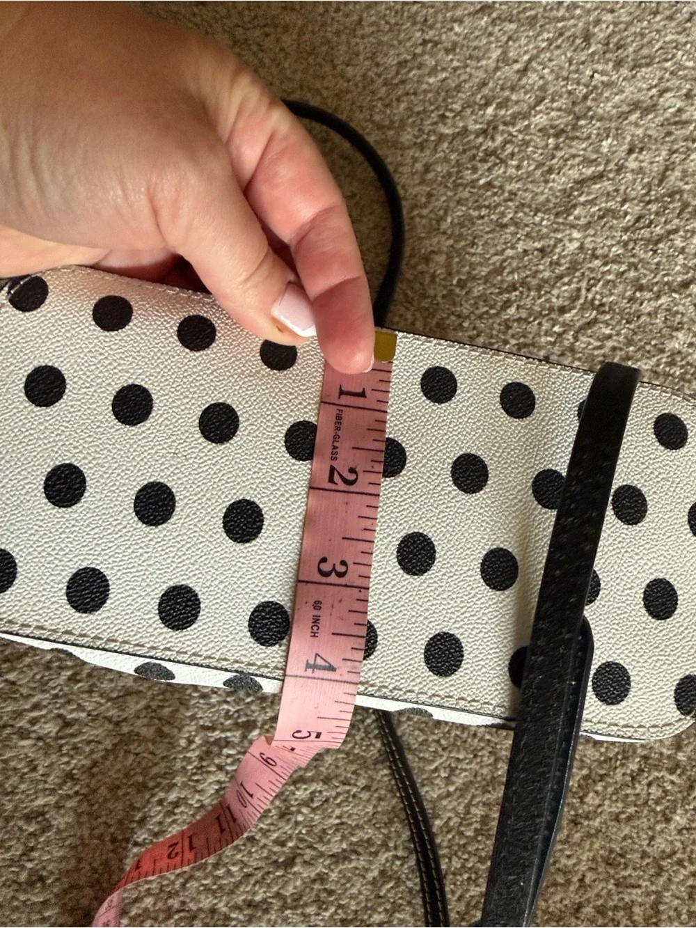 Dooney & Bourke White Polka Dot Satchel with Black Trim